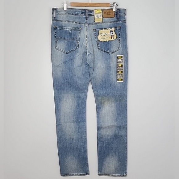 NWT Rica Lewis Men's Denim RL80 Straight Fit Faded Blue Jeans Size 34 - Picture 2 of 15